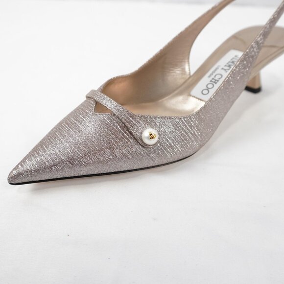 Jimmy Choo Amita 45 Slingback Pumps In Macaron Glitter - Picture 11 of 13